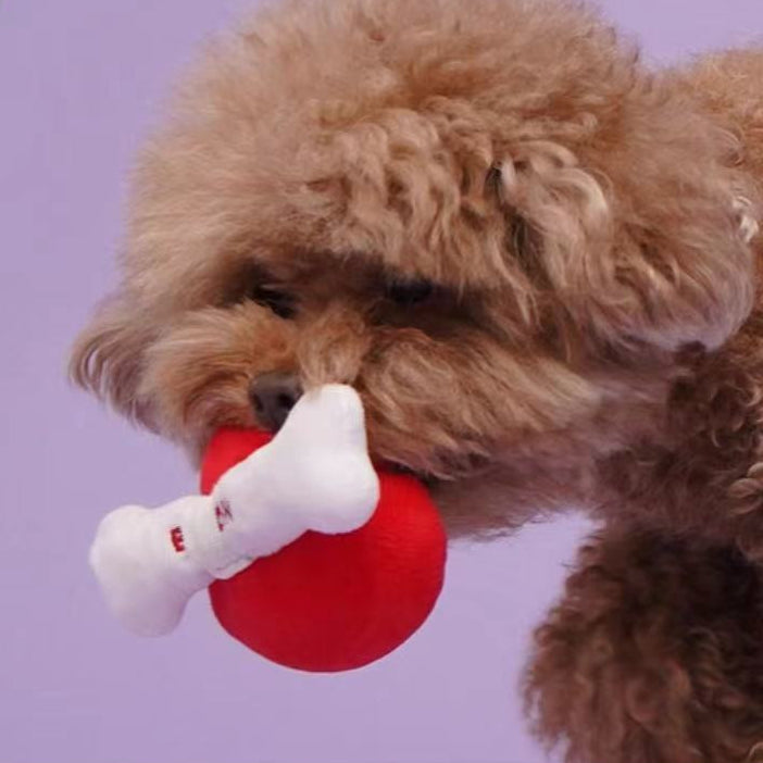 ❤️ Heart & Bacon Bone Squeaky Plush Toy Set 🦴