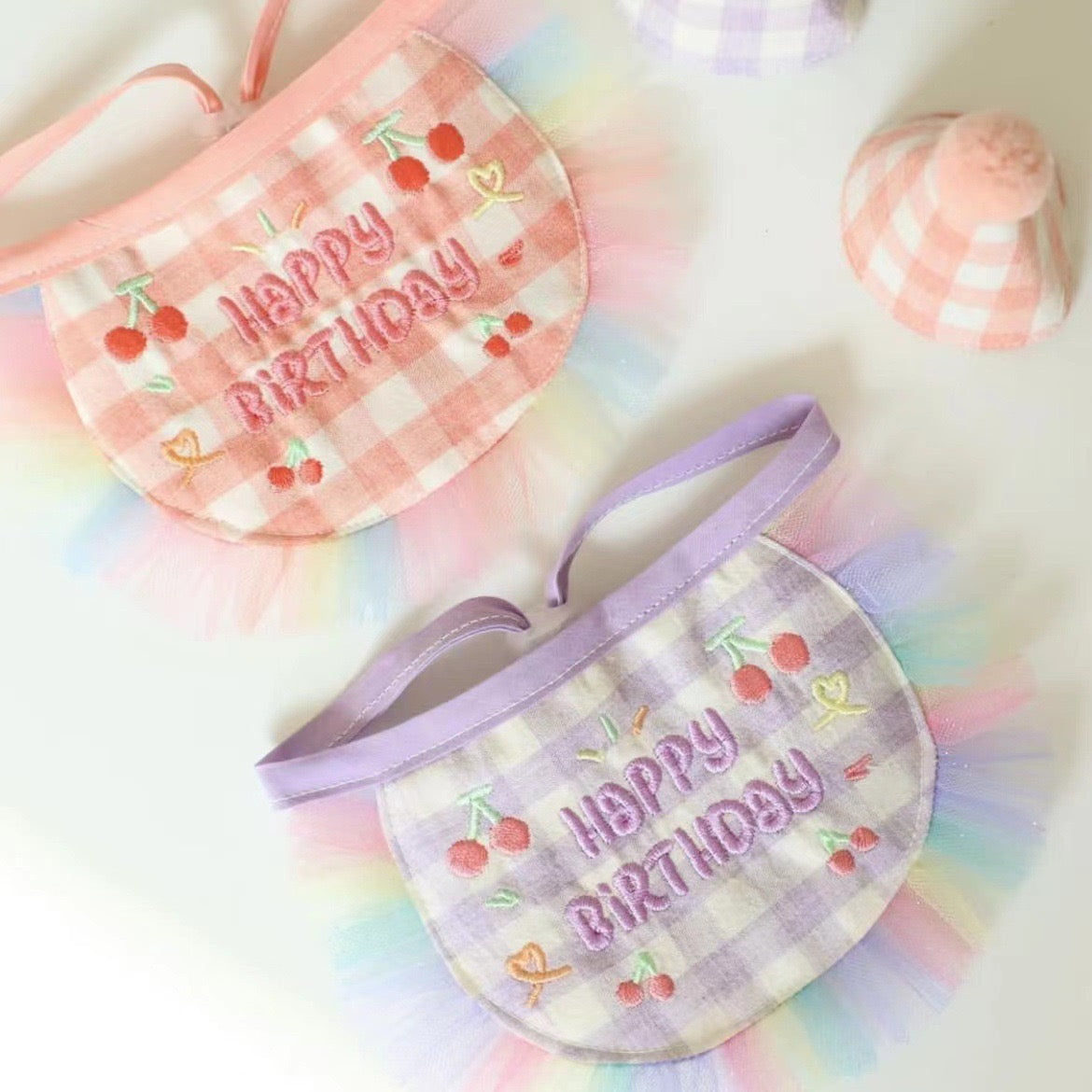 🩷Happy Birthday Bib & Hat Set [Pink]