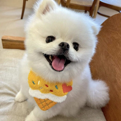 🍦Ice Cream Embroidered Pet Bib [Yellow]