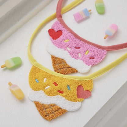 🍧Ice Cream Embroidered Pet Bib [Pink]