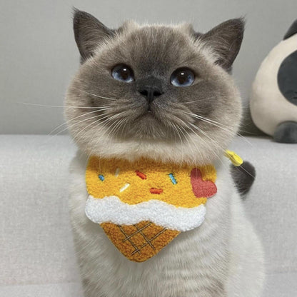 🍦Ice Cream Embroidered Pet Bib [Yellow]