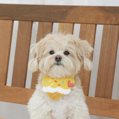 🍦Ice Cream Embroidered Pet Bib [Yellow]