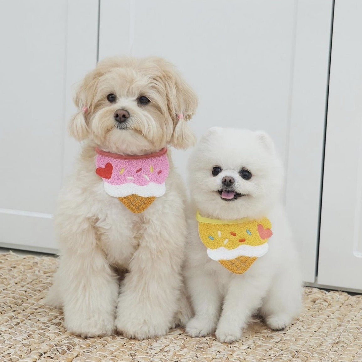🍧Ice Cream Embroidered Pet Bib [Pink]