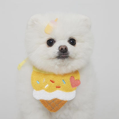 🍦Ice Cream Embroidered Pet Bib [Yellow]