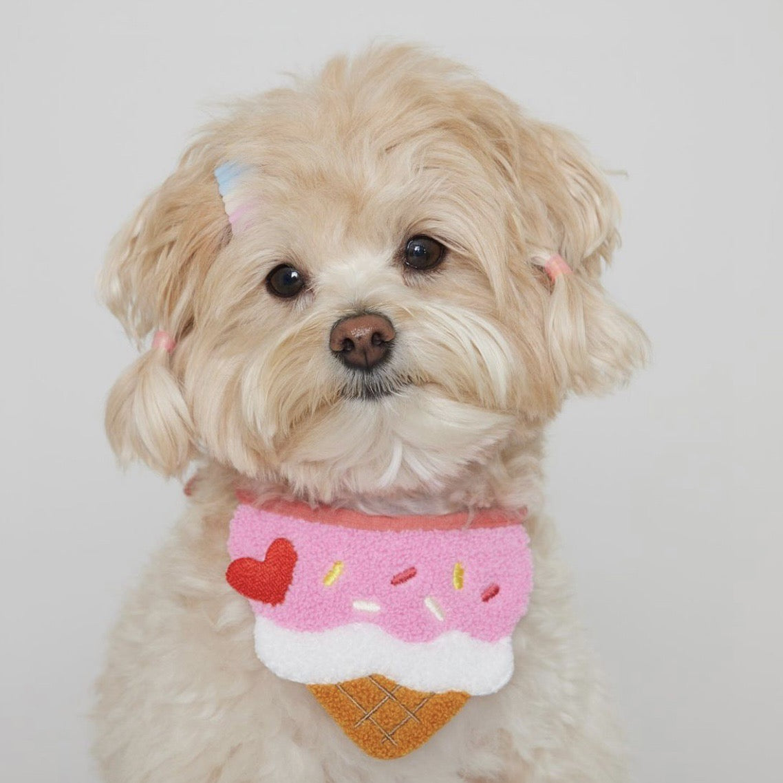 🍧Ice Cream Embroidered Pet Bib [Pink]