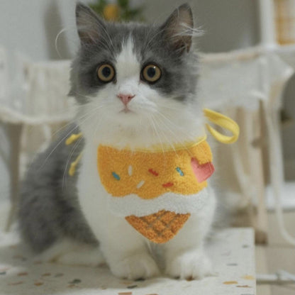 🍦Ice Cream Embroidered Pet Bib [Yellow]