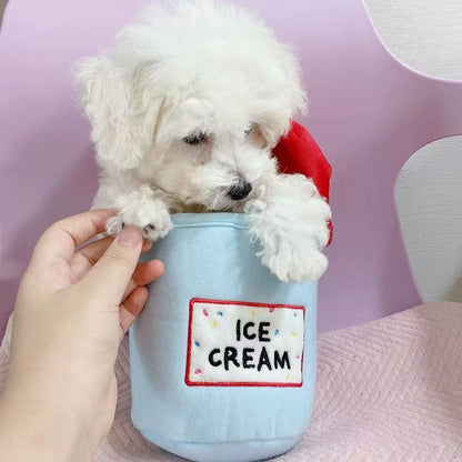 🍨 Ice Cream Tub with Squeaky Balls Chew Toy
