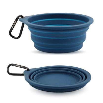Collapsible Dog & Cat Travel Bowl with Carabiner [Navy Blue]