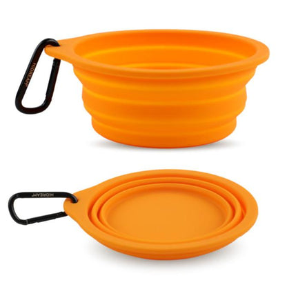 Collapsible Dog & Cat Travel Bowl with Carabiner [Honey Orange]