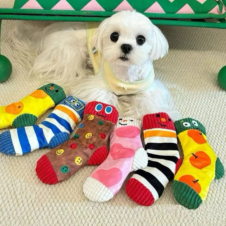 🧦 Hide-and-Seek Nosework Socks Toy [Yellow Apple]